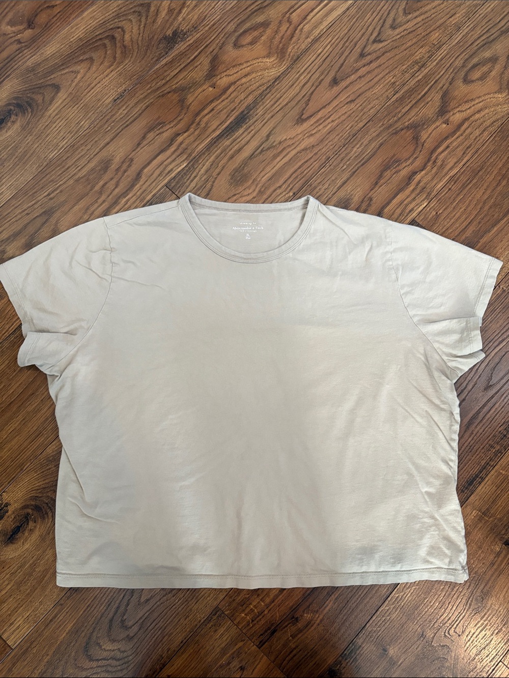Abercrombie & Fitch Cropped Short Sleeve Crewneck Tee - Light Beige